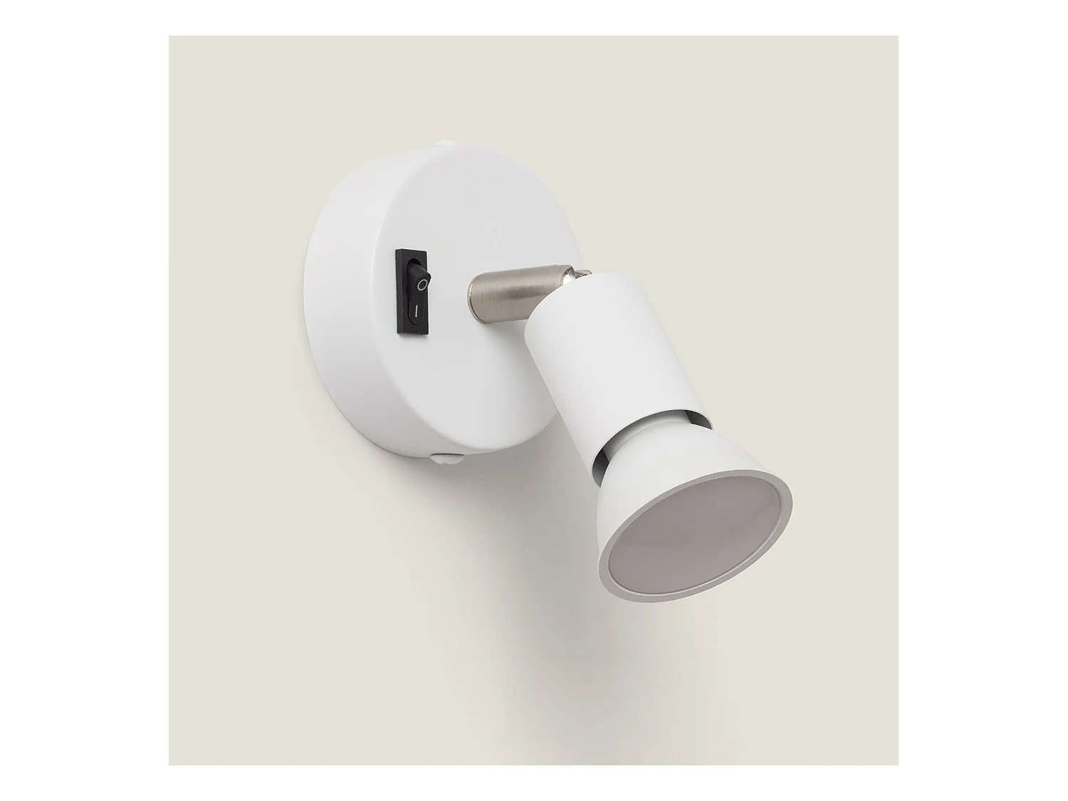 Lámpara de Pared Aluminio Orientable con Interruptor 1 Foco Oasis Blanco Blanco