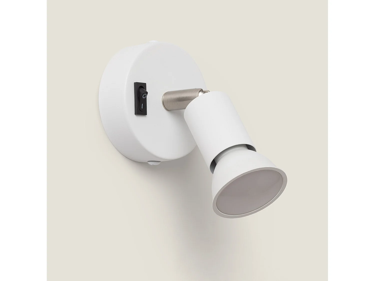 Lampada da Parete Allumio Orientabile con Interruttore 1 Faretto Bianco Oasis Bianco