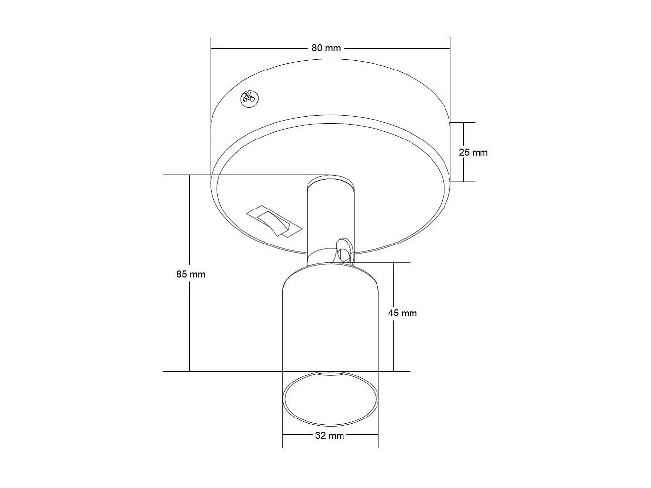 Lampada da Parete Allumio Orientabile con Interruttore 1 Faretto Bianco Oasis Bianco
