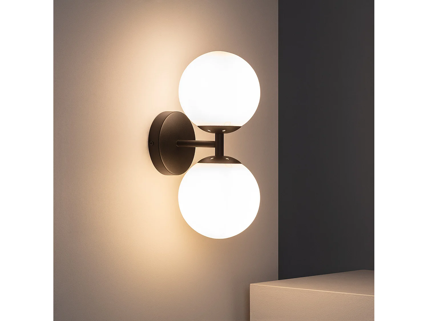 Lampe Murale Métal et Verre Balts Duplo  Noir