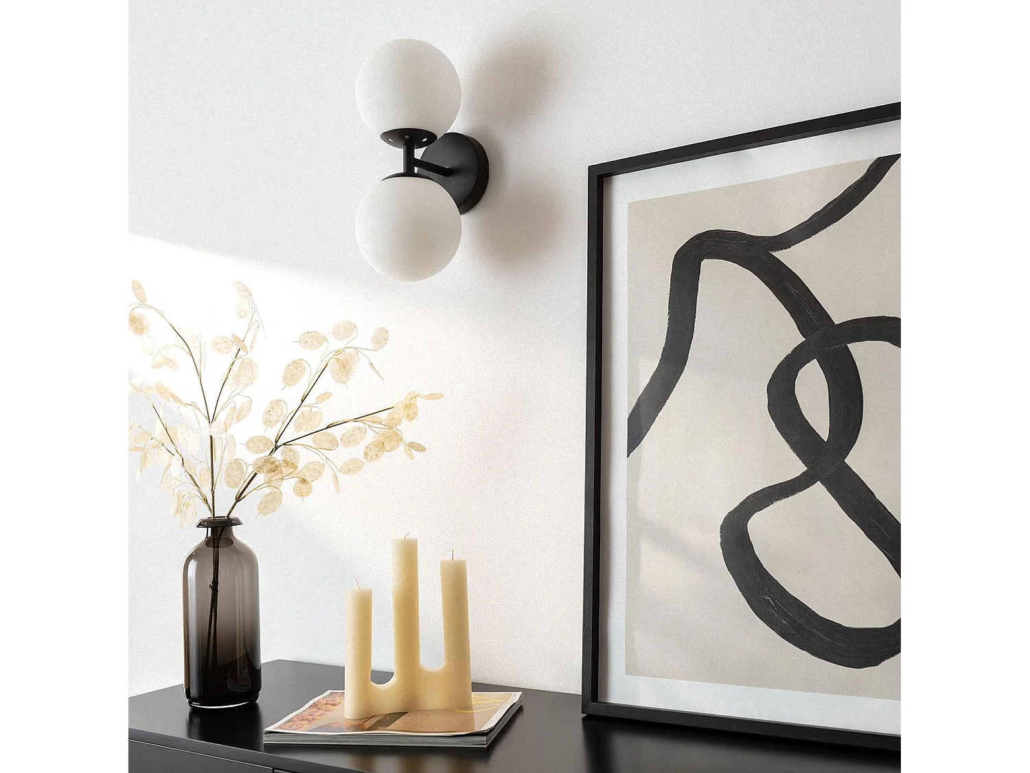 Lampe Murale Métal et Verre Balts Duplo  Noir