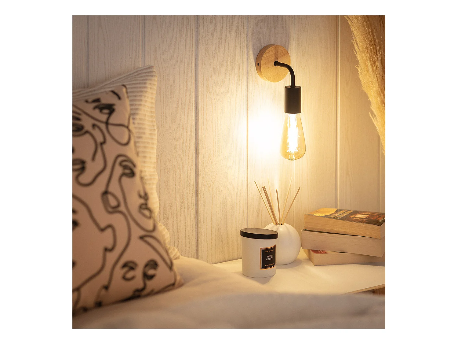 Lampe Murale Bois et Métal Jedali Noir