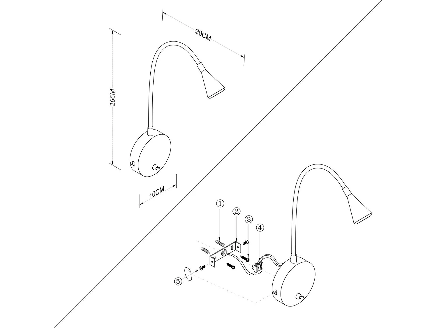 Lampada da Parete LED 3W Metallo con Interruttore Koiné 3000K Bianco Caldo