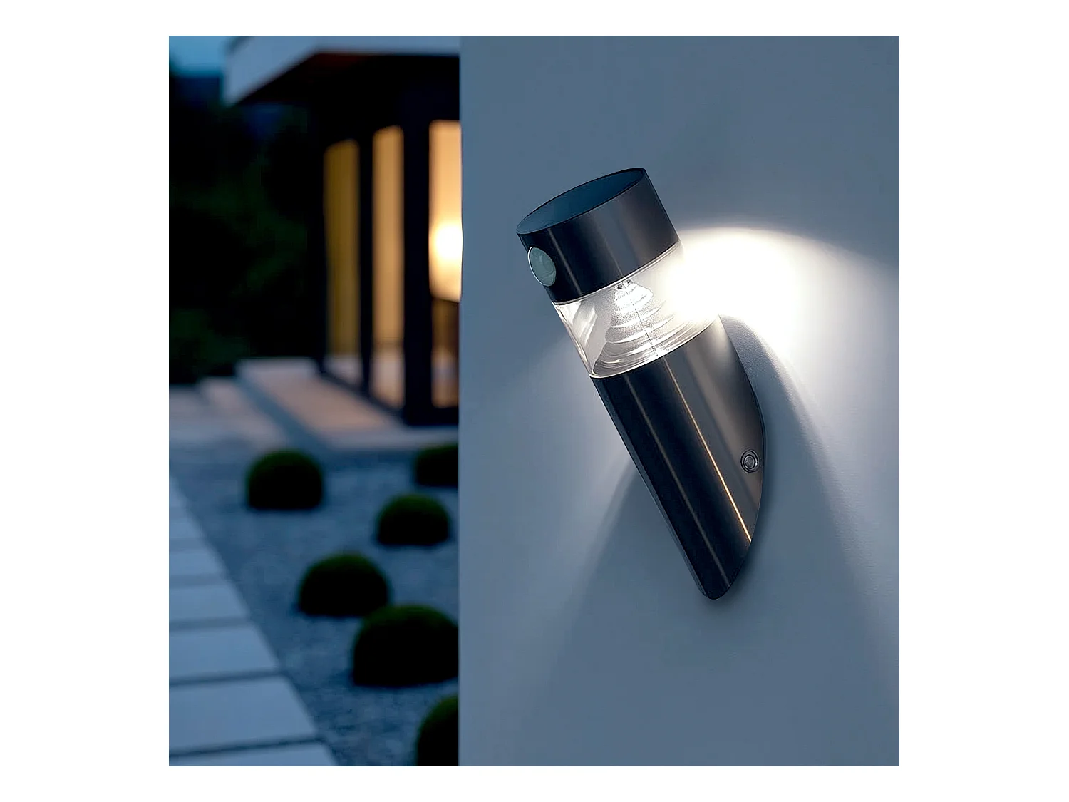 Applique Murale LED Extérieure Solaire Inti Inox avec Détecteur de Présence PIR 6000K Blanc froid