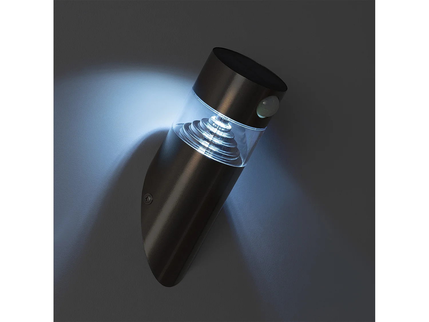 Applique da Parete LED 1.5W Solare in Acciaio Inossidabile con Sensore di Movimento PIR Inti 6000K Bianco Freddo