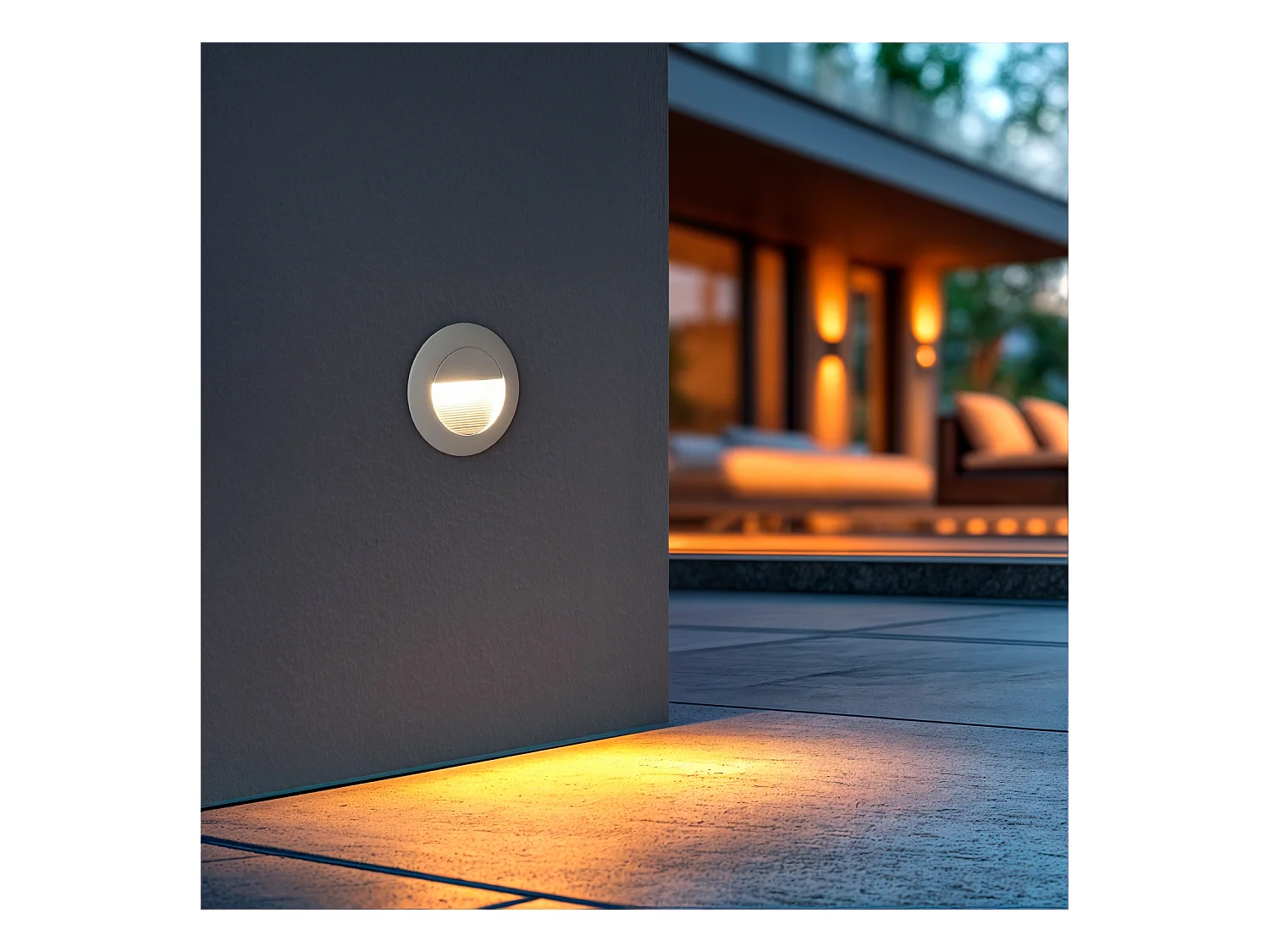 Baliza Exterior LED 3W Empotrable Pared Circular Blanco Wabi 2700K Blanco Cálido