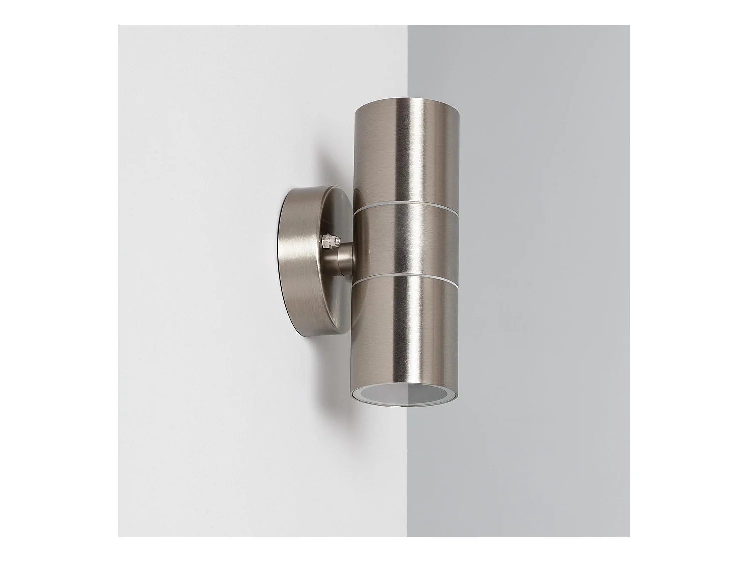 Applique da Parete per Esterni Acciaio Inox Doppia Luce Satin Argento