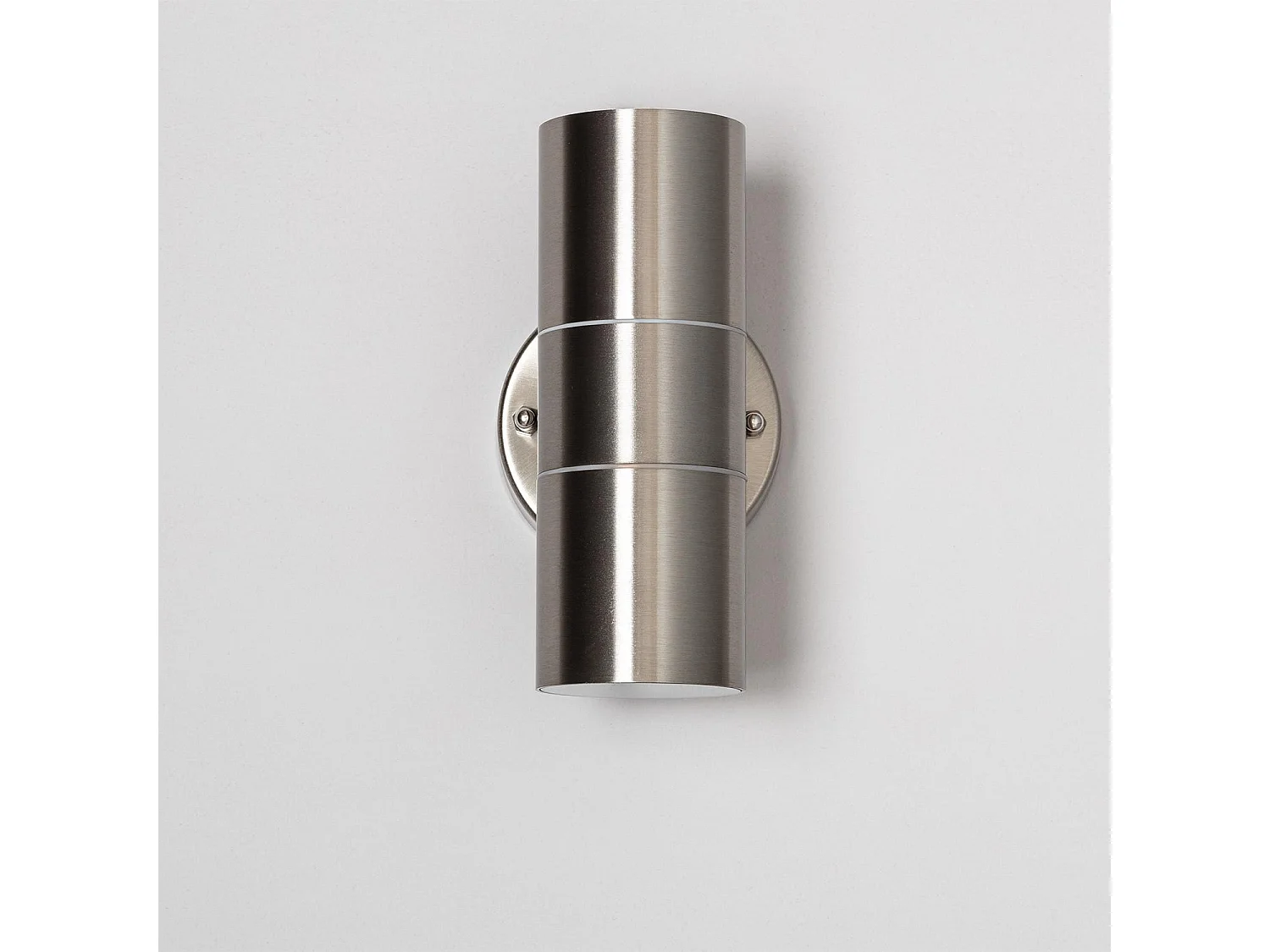 Aplique de Pared Exterior Acero Inoxidable Iluminación Doble Cara Satin Plateado