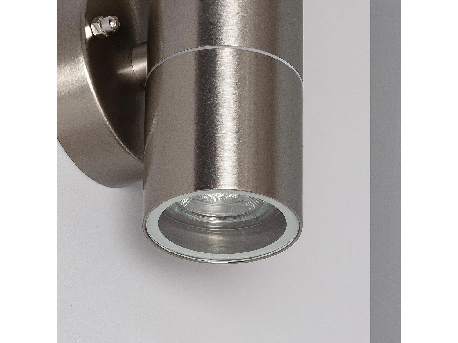 Aplique de Pared Exterior Acero Inoxidable Iluminación Doble Cara Satin Plateado