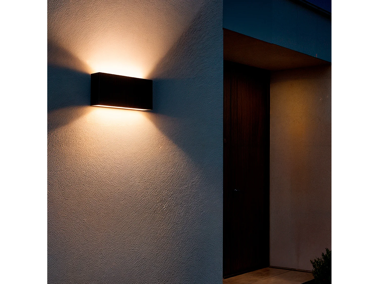 Aplique de Pared Exterior LED 10W Iluminación Doble Cara Rectangular Negro Kaira 2700K Blanco Cálido