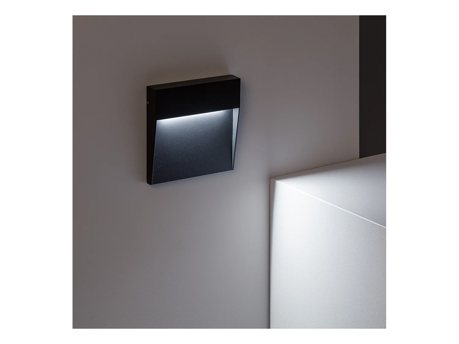Baliza Exterior LED 6.5W Superficie Pared Cuadrado Negro Jade  Blanco Neutro 4000K