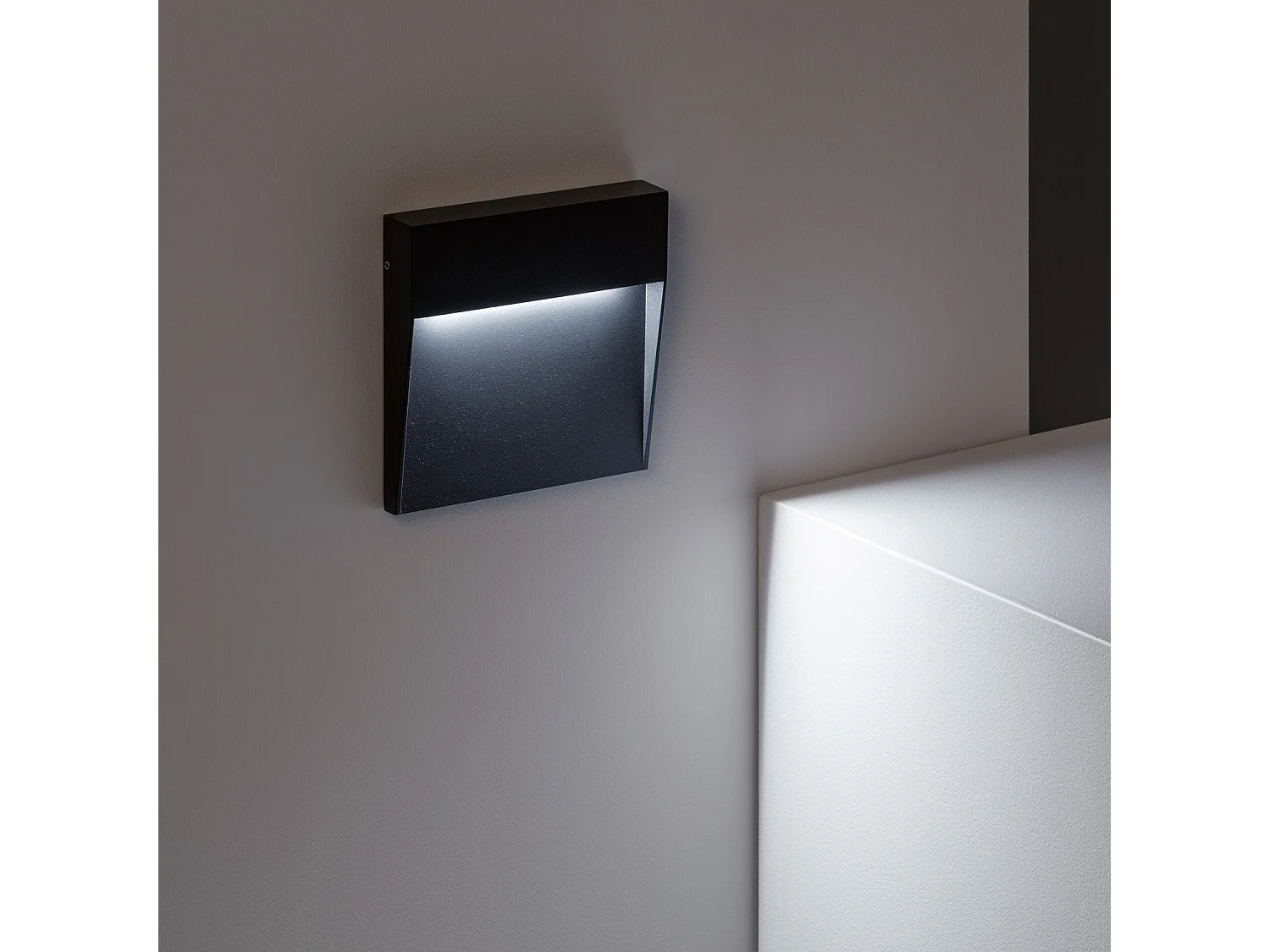 Baliza Exterior LED 6.5W Superficie Pared Cuadrado Negro Jade  Blanco Neutro 4000K