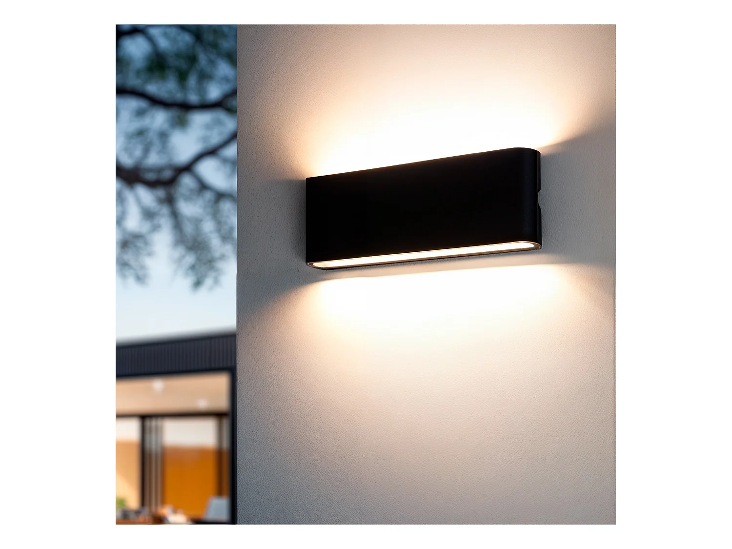 Applique Murale Extérieure LED 20W Aluminium Rectangulaire Éclairage Double Face Noire 2700K Blanc chaud
