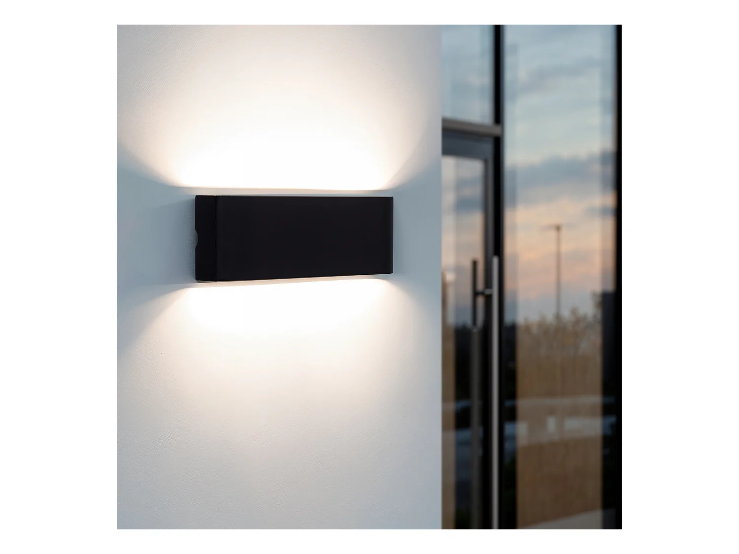Applique Murale Extérieure LED 20W Aluminium Rectangulaire Éclairage Double Face Noire 2700K Blanc chaud