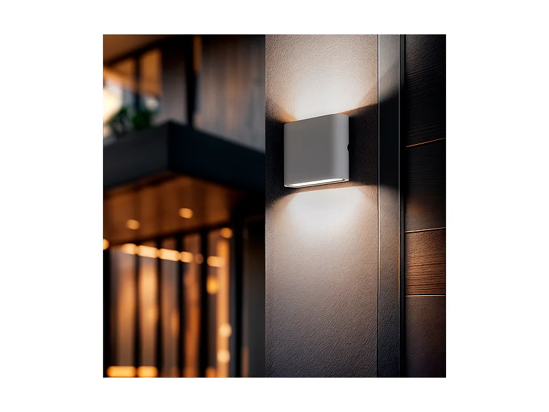 Applique Murale Extérieure LED 6W Aluminium Carrée Éclairage Double Face Blanche 2700K Blanc chaud