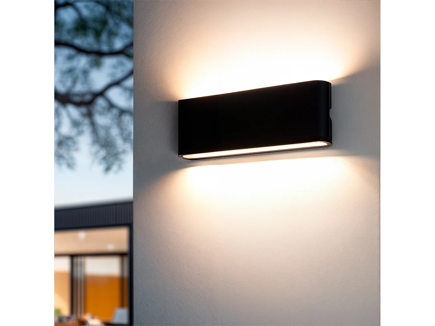 Applique Murale Extérieure LED 20W Aluminium Rectangulaire Éclairage Double Face Noire 4000K Blanc neutre