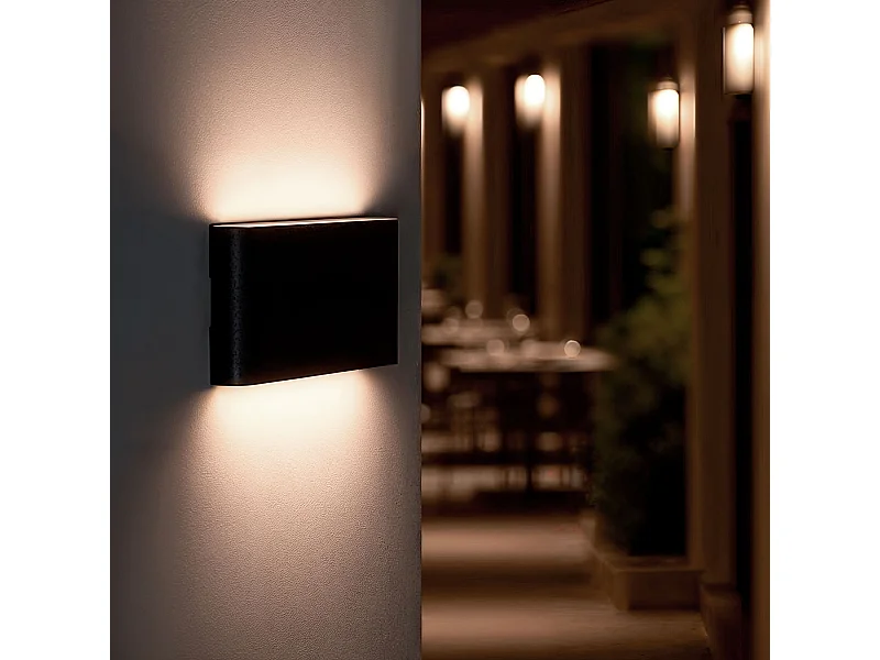 Aplique de Pared Exterior LED 12W Aluminio Iluminación Doble Cara Vesta Negro 2700K Blanco Cálido