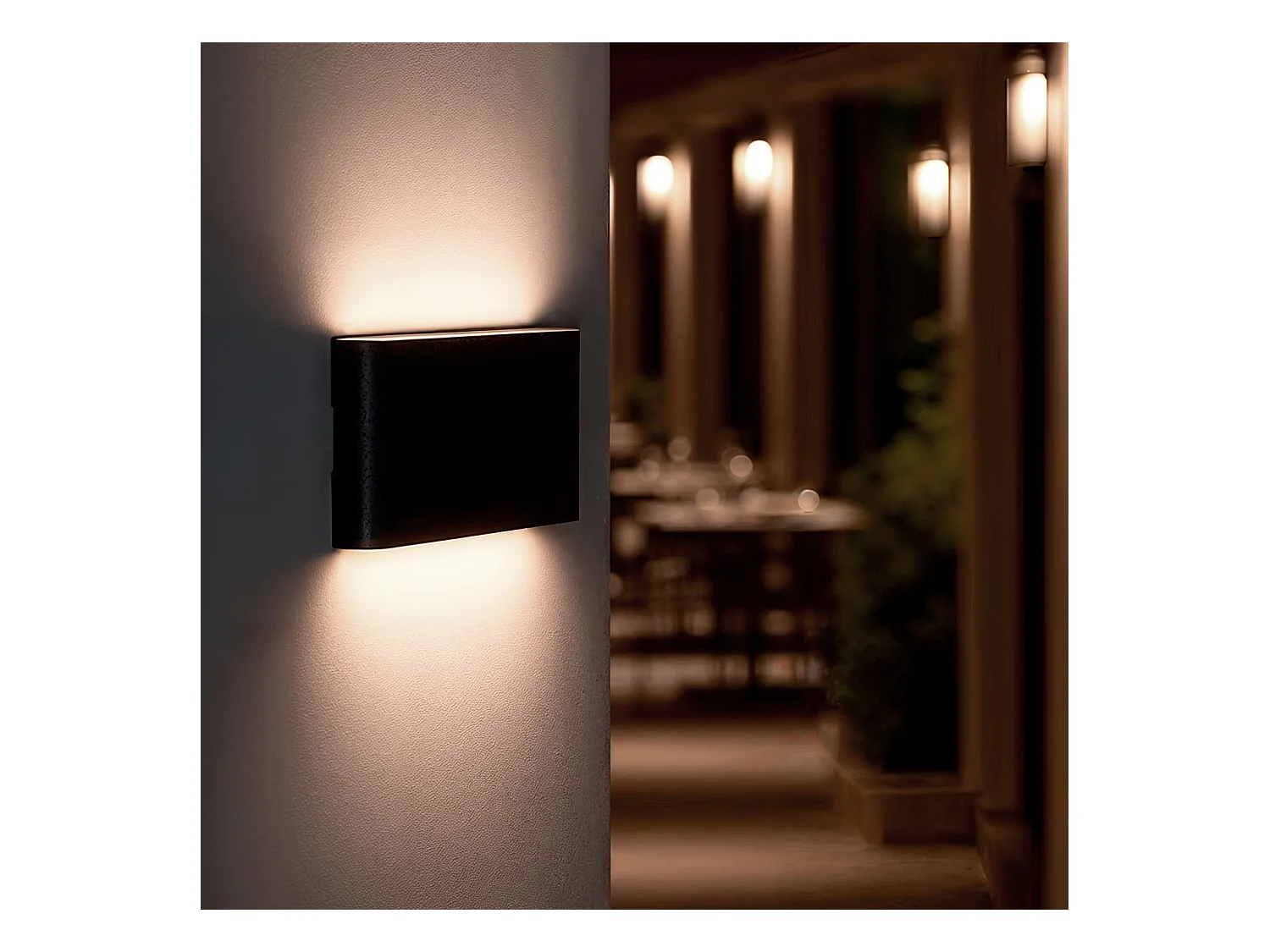 Applique Murale LED Extérieure Aluminium Vesta 12W Éclairage Double Face Noire  2700K Blanc chaud