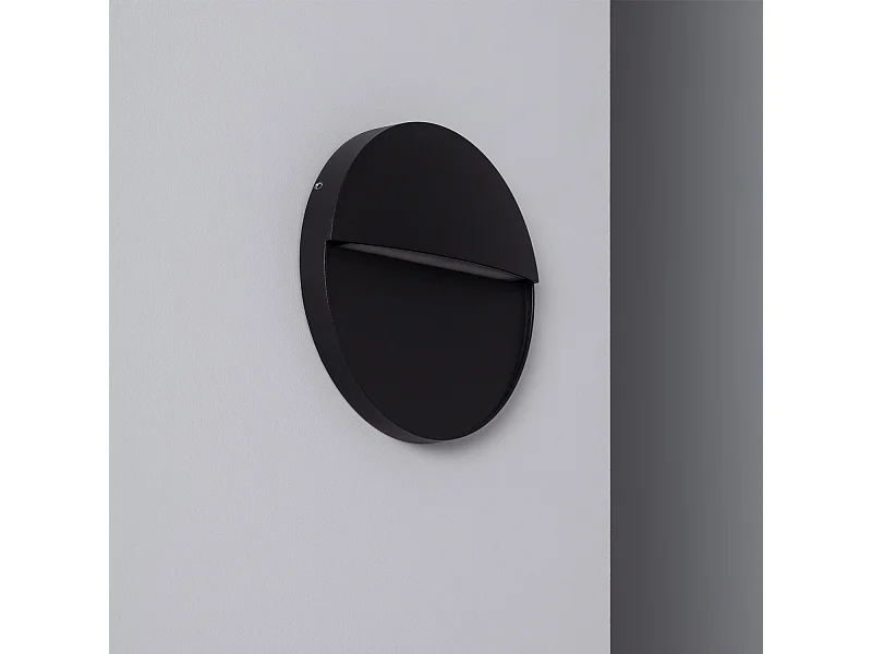 Balise LED Extérieure 6.5W en Saillie au Mur Ronde Jade Noire  Blanc Neutre 4000K