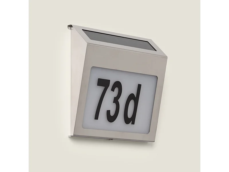 Aplique de Pared Exterior Solar LED de Metal para Numeración de Vivienda Barua 6500K Blanco Frío