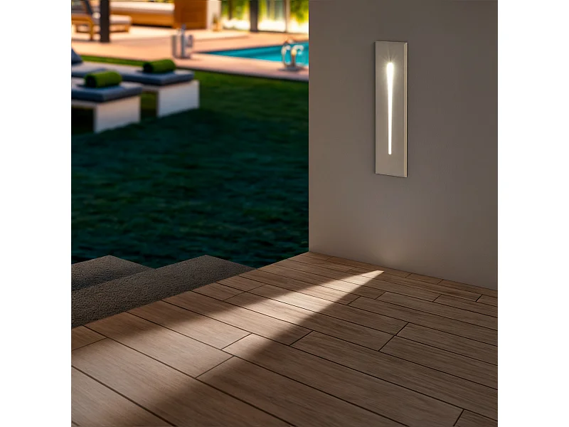 Balise LED Extérieure 3W Encastrable au Mur Rectangulaire Wabi Linéaire  Blanche 2700K Blanc chaud