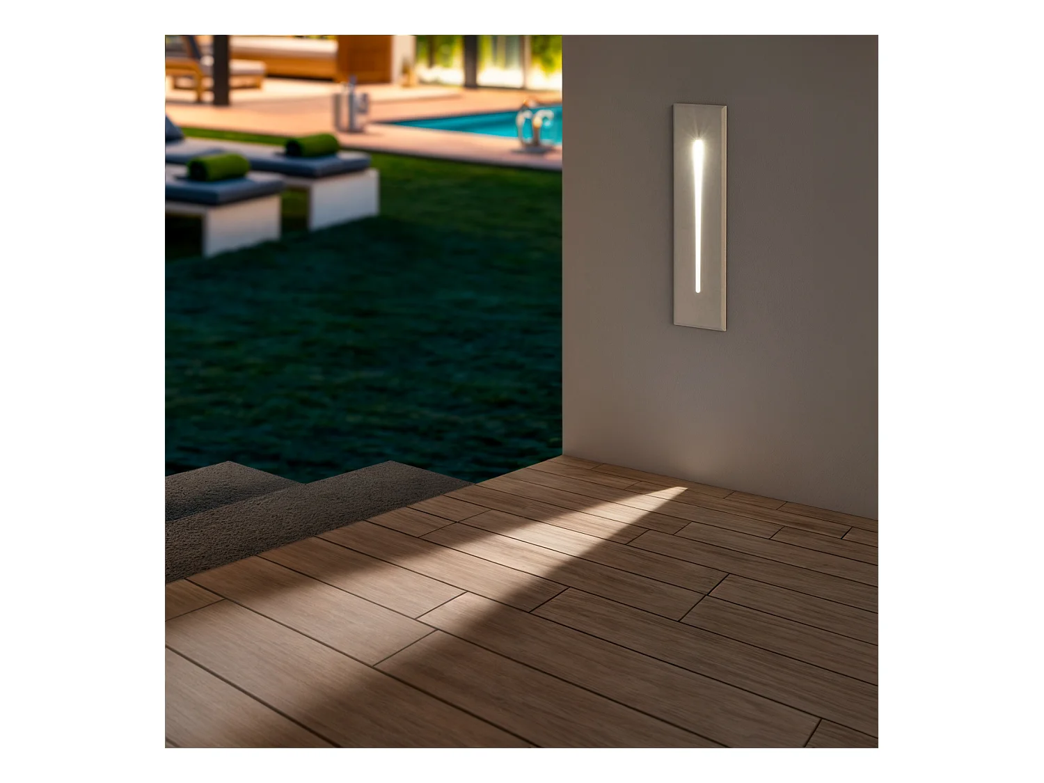 Balise LED Extérieure 3W Encastrable au Mur Rectangulaire Wabi Linéaire  Blanche 2700K Blanc chaud