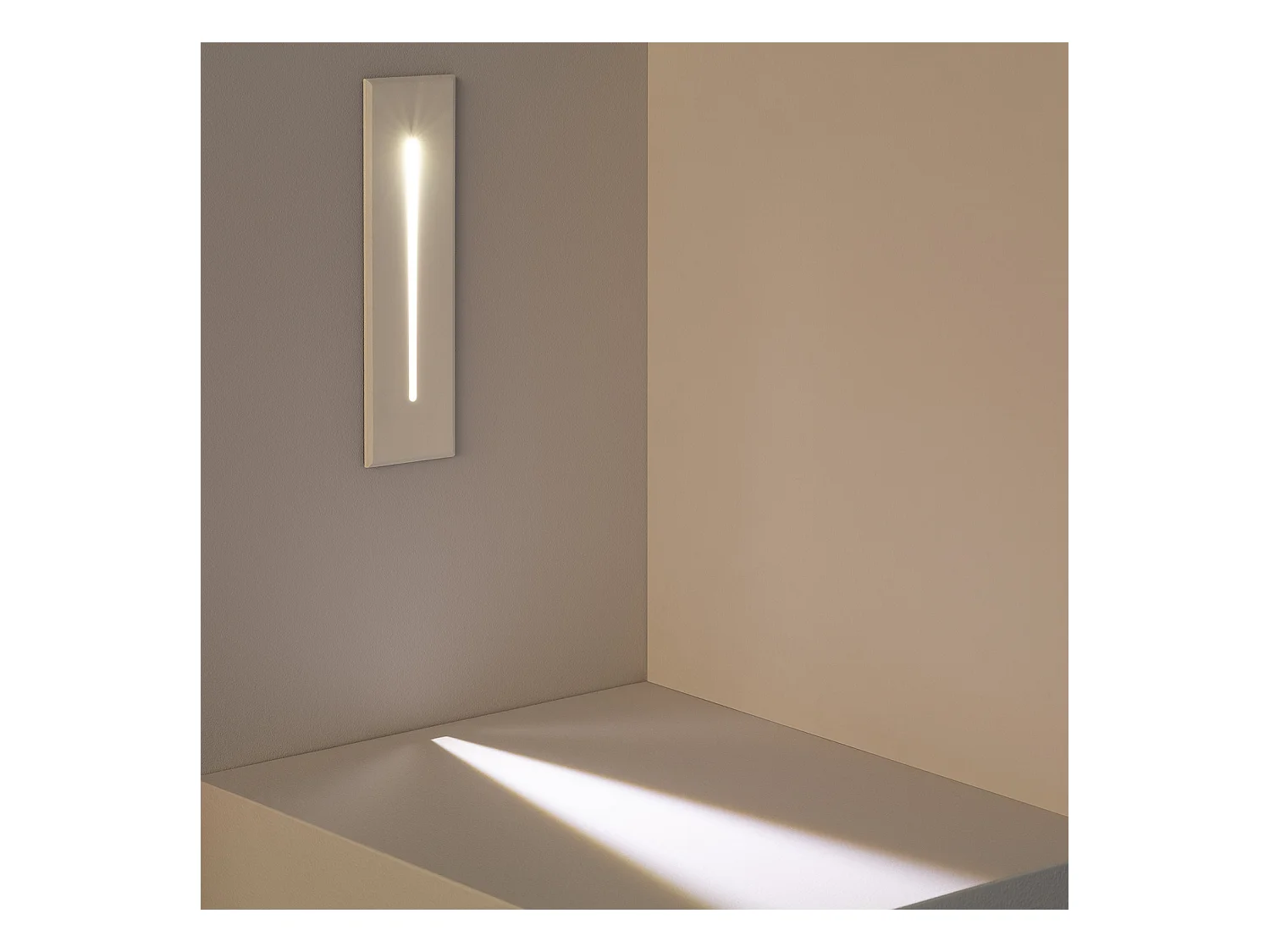 Balise LED Extérieure 3W Encastrable au Mur Rectangulaire Wabi Linéaire  Blanche 2700K Blanc chaud