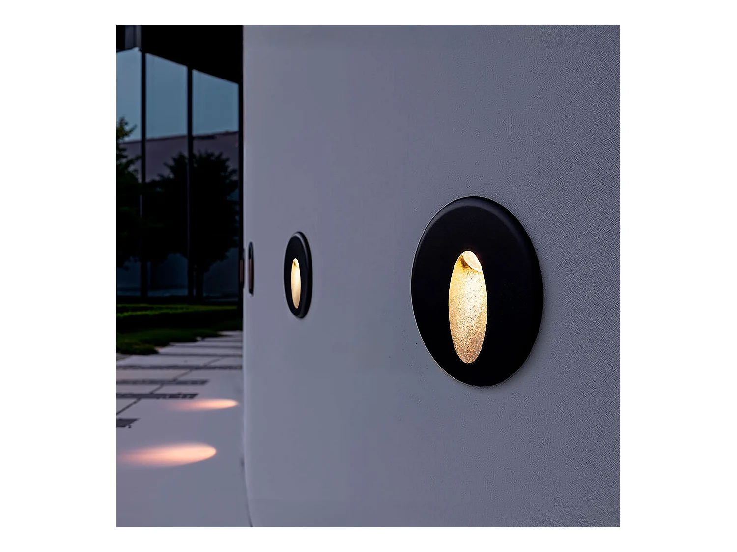 Balise LED Extérieure 3W Encastrable au Mur Ronde Bombée Adam Noire 2700K Blanc chaud