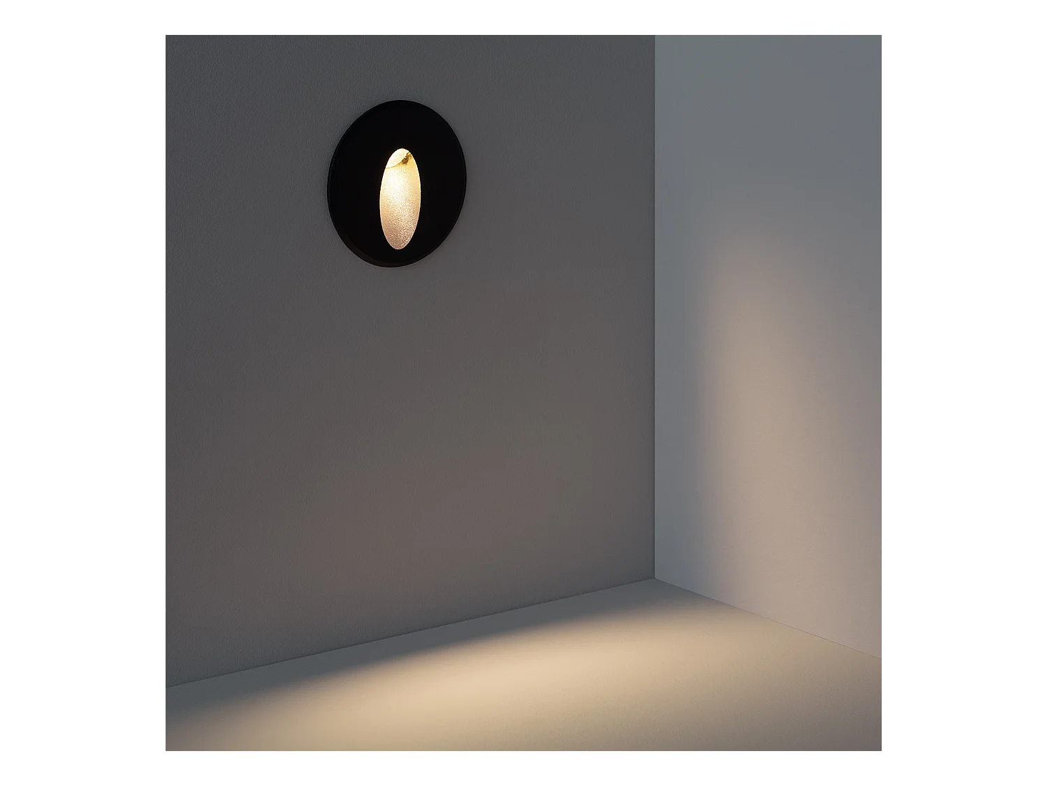 Balise LED Extérieure 3W Encastrable au Mur Ronde Bombée Adam Noire 2700K Blanc chaud