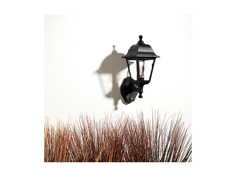 Lampe Murale Extérieure avec Détecteur de Présence PIR Mini Villa Noir