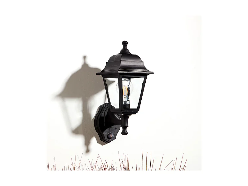 Lámpara de Pared Exterior con Detector de Movimiento PIR Mini Villa Negro