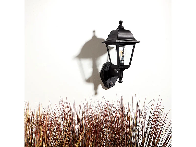 Lampe Murale Extérieure avec Détecteur de Présence PIR Mini Villa Noir