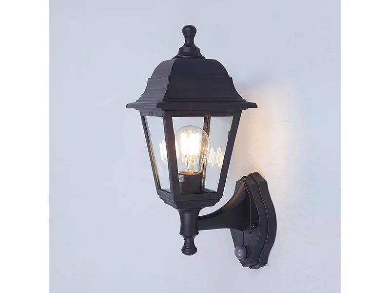Lampe Murale Extérieure avec Détecteur de Présence PIR Mini Villa Noir