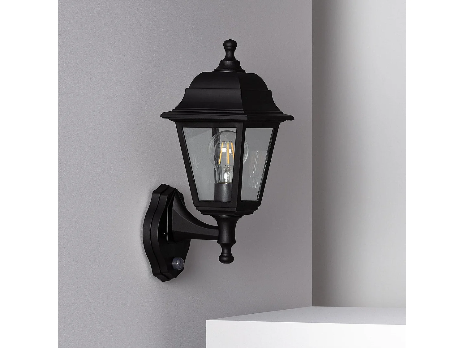 Lampe Murale Extérieure avec Détecteur de Présence PIR Mini Villa Noir