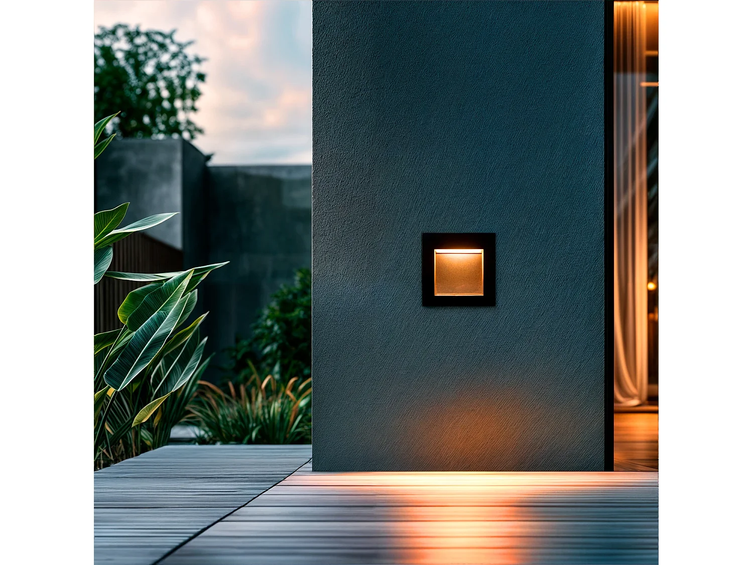 Balise Extérieure LED 4W Encastrable Aluminium Murale Carrée Noire Leif 2700K Blanc chaud