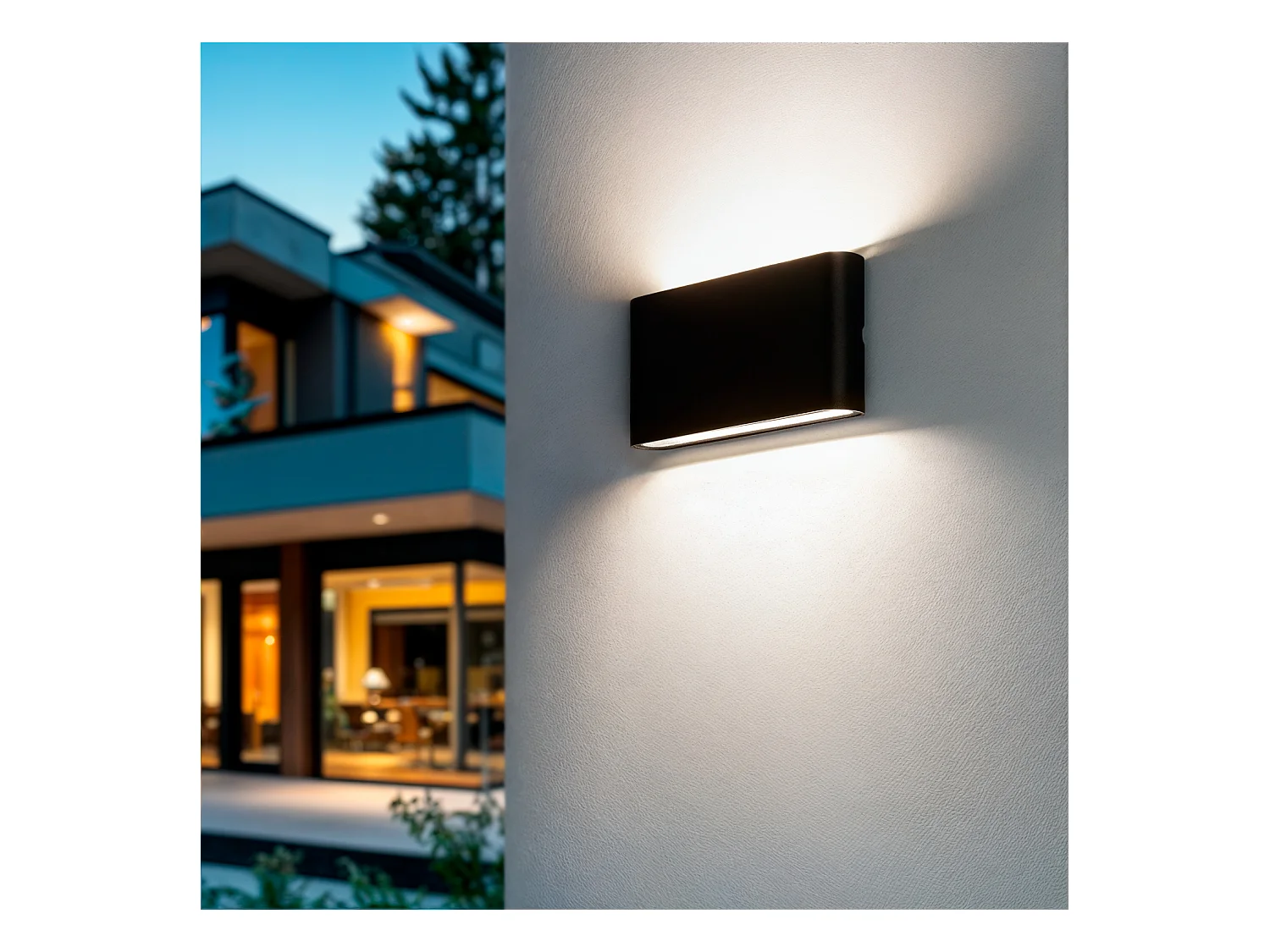 Applique Murale Extérieure LED 12W Aluminium Rectangulaire Éclairage Double Face Noire  4000K Blanc neutre