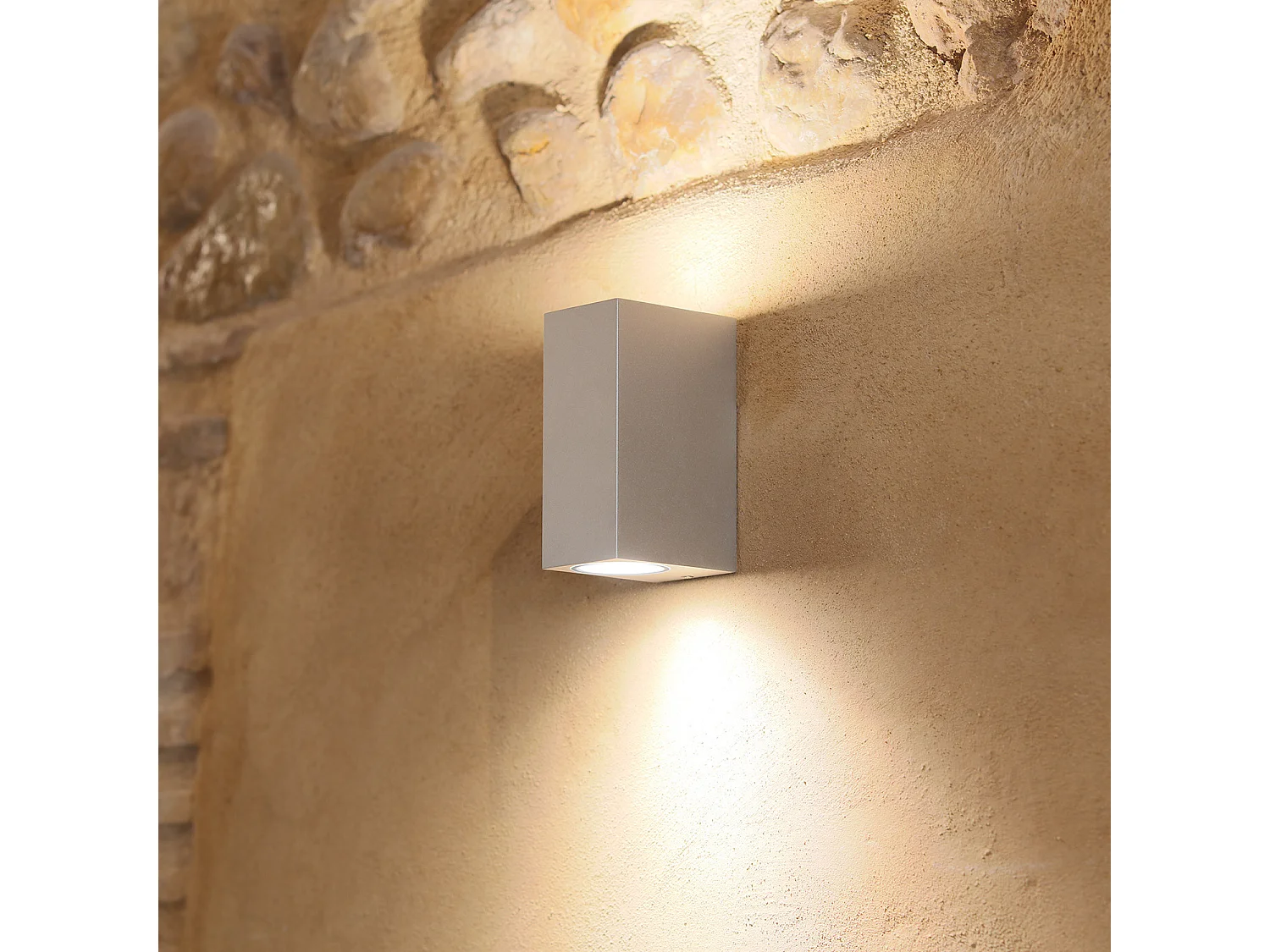 Applique Murale Extérieure Aluminium Miseno Argentée Éclairage Double Face