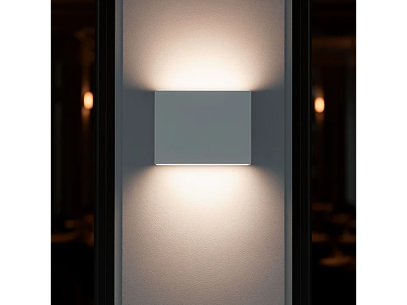 Applique Murale LED Extérieure Kaysa 6W Éclairage Double Face Carrée Blanche  2700K Blanc chaud