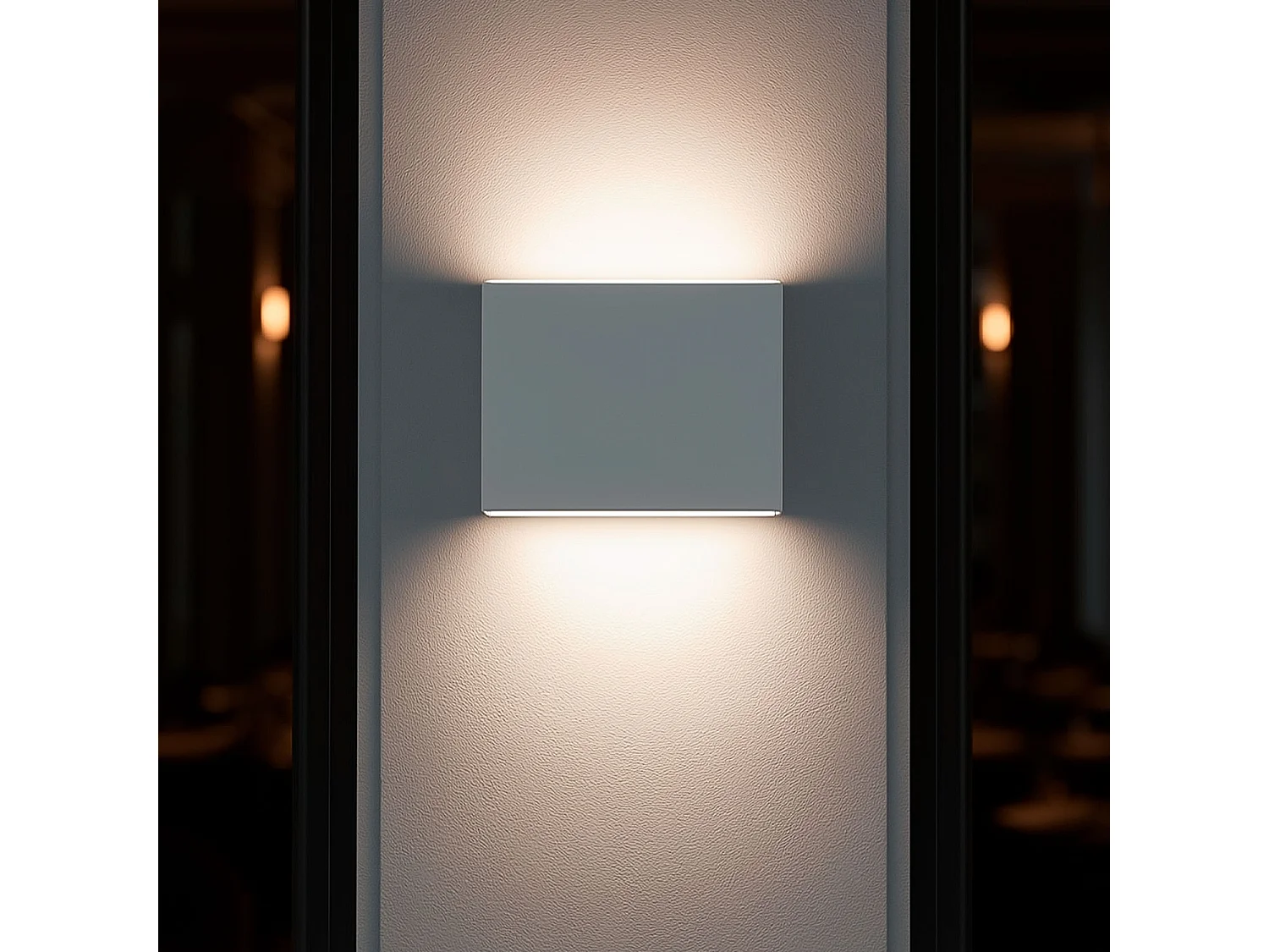 Applique Murale LED Extérieure Kaysa 6W Éclairage Double Face Carrée Blanche  2700K Blanc chaud