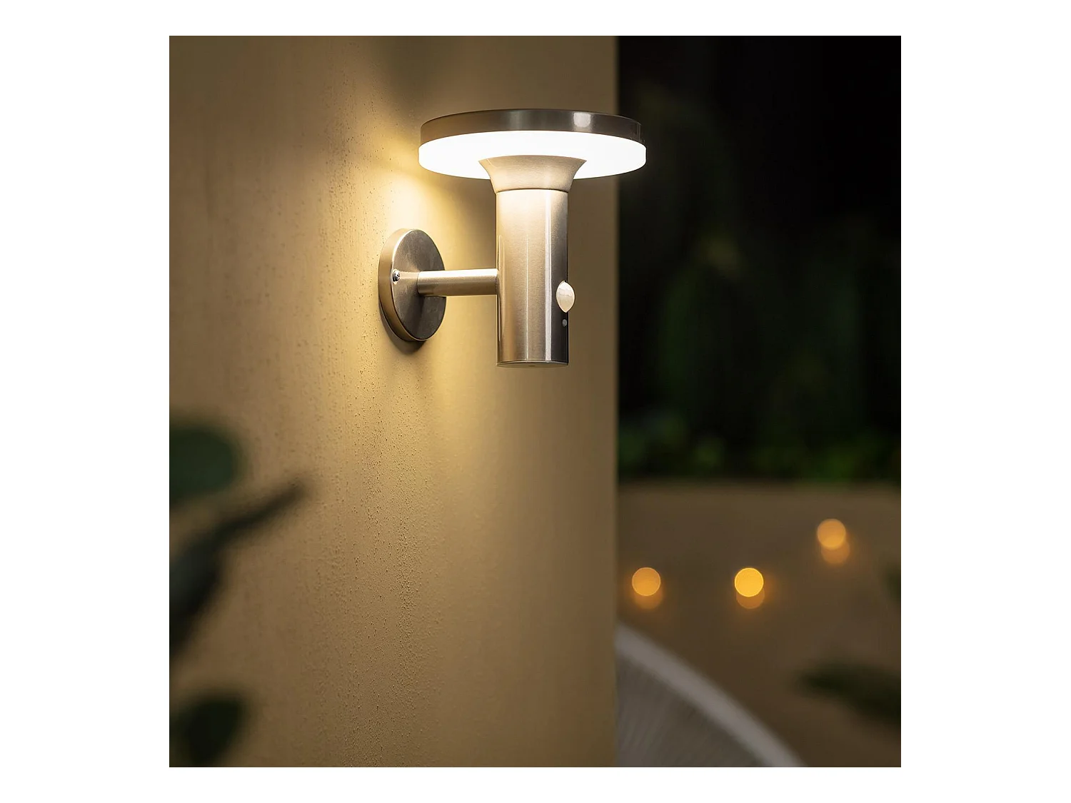 Applique da Parete per Esterni LED Solare Inox con Sensore di Movimento PIR Helios 4000K Bianco Naturale