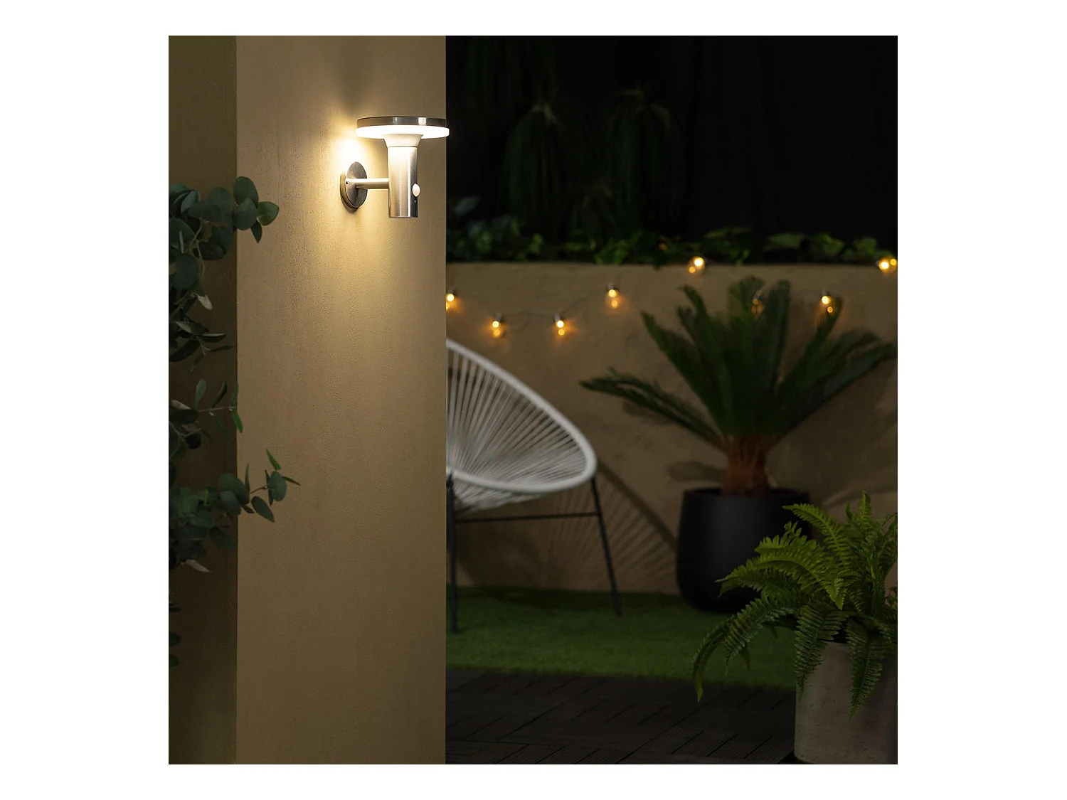 Applique da Parete per Esterni LED Solare Inox con Sensore di Movimento PIR Helios 4000K Bianco Naturale