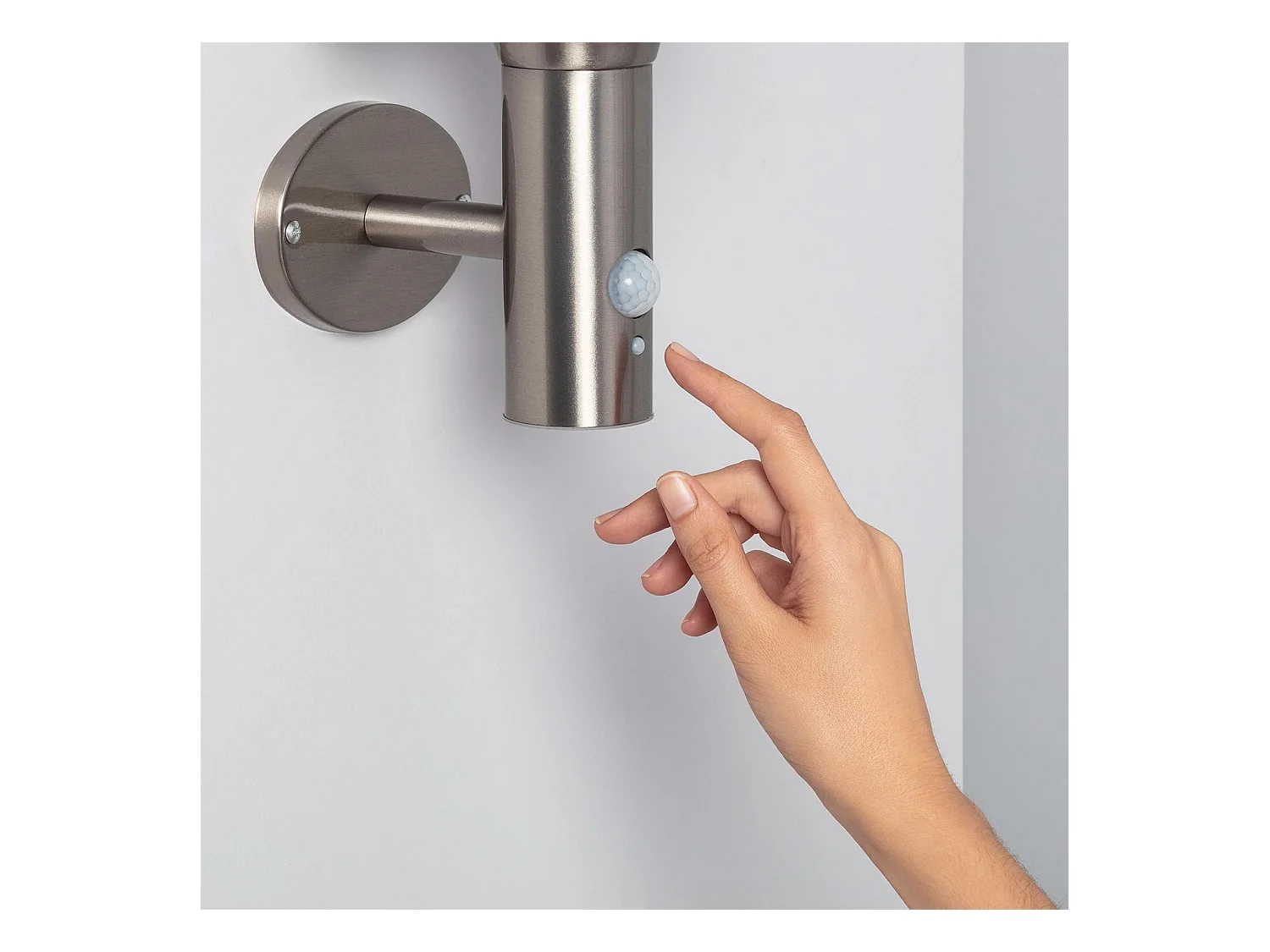 Applique da Parete per Esterni LED Solare Inox con Sensore di Movimento PIR Helios 4000K Bianco Naturale