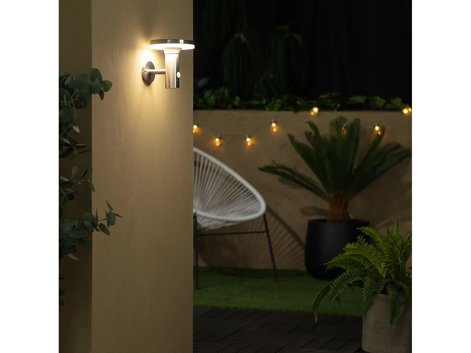 Applique Murale LED Extérieure Solaire Inox Helios avec Détecteur de Présence PIR 4000K Blanc neutre