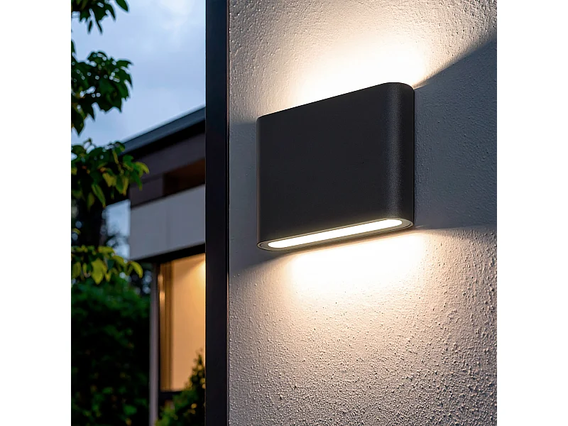 Aplique de Pared Exterior LED 6W Iluminación Doble Cara Cuadrado Negro Zeus 4000K Blanco Neutro