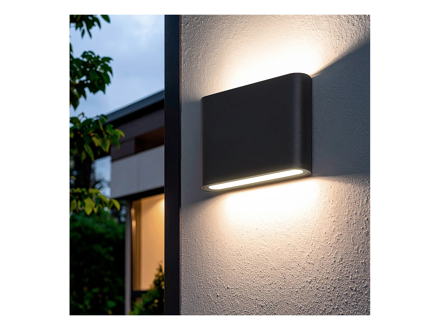 Applique Murale LED Extérieure Zeus 6W Éclairage Double Face Carrée Noire  2700K Blanc chaud
