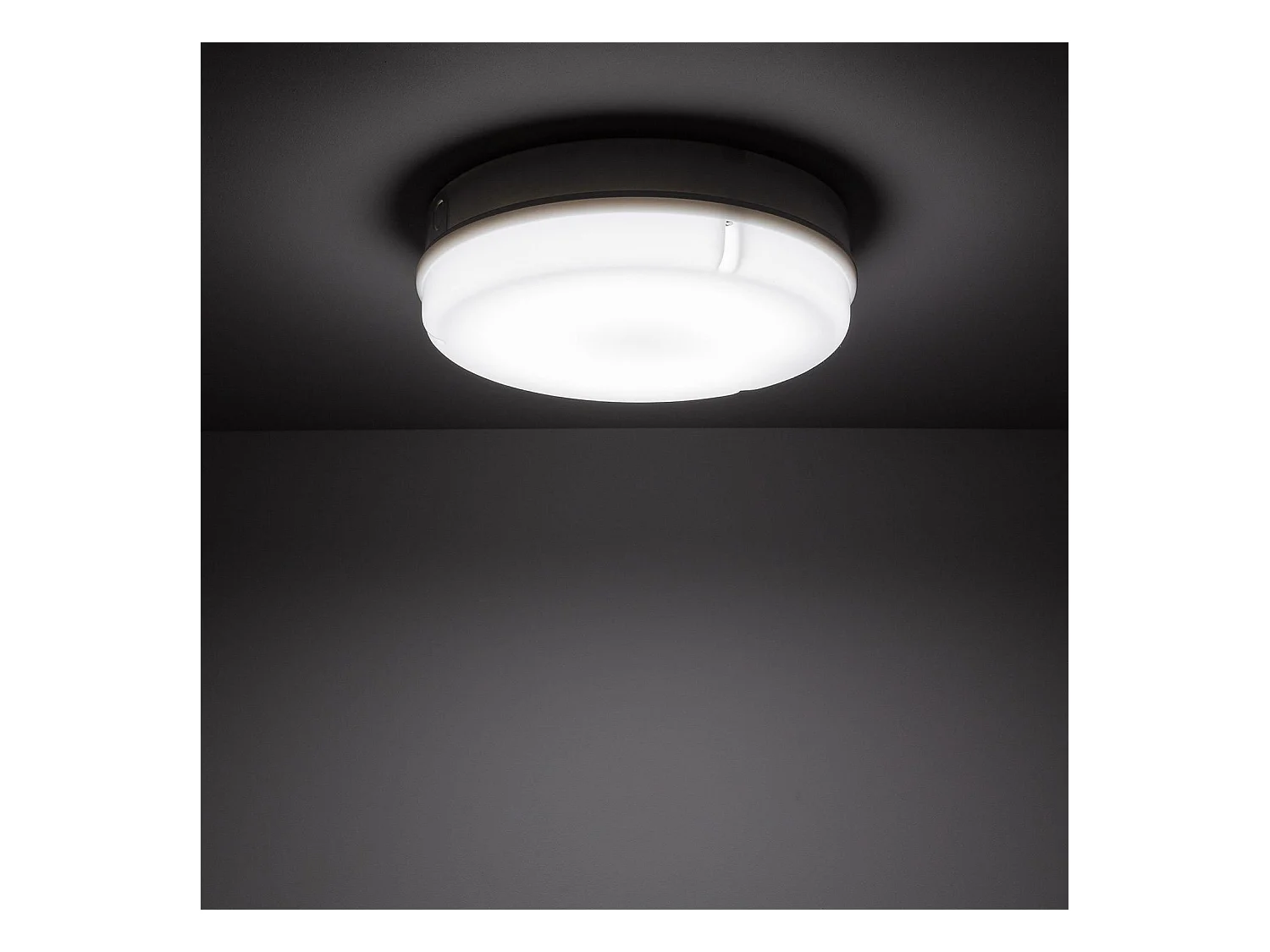 Plafoniera LED 24W Circolare per Esterni Ø285 mm IP65 con Sensore di Movimento PIR e Luce di Emergenza IP65 Hublot 6500K Bianco Freddo