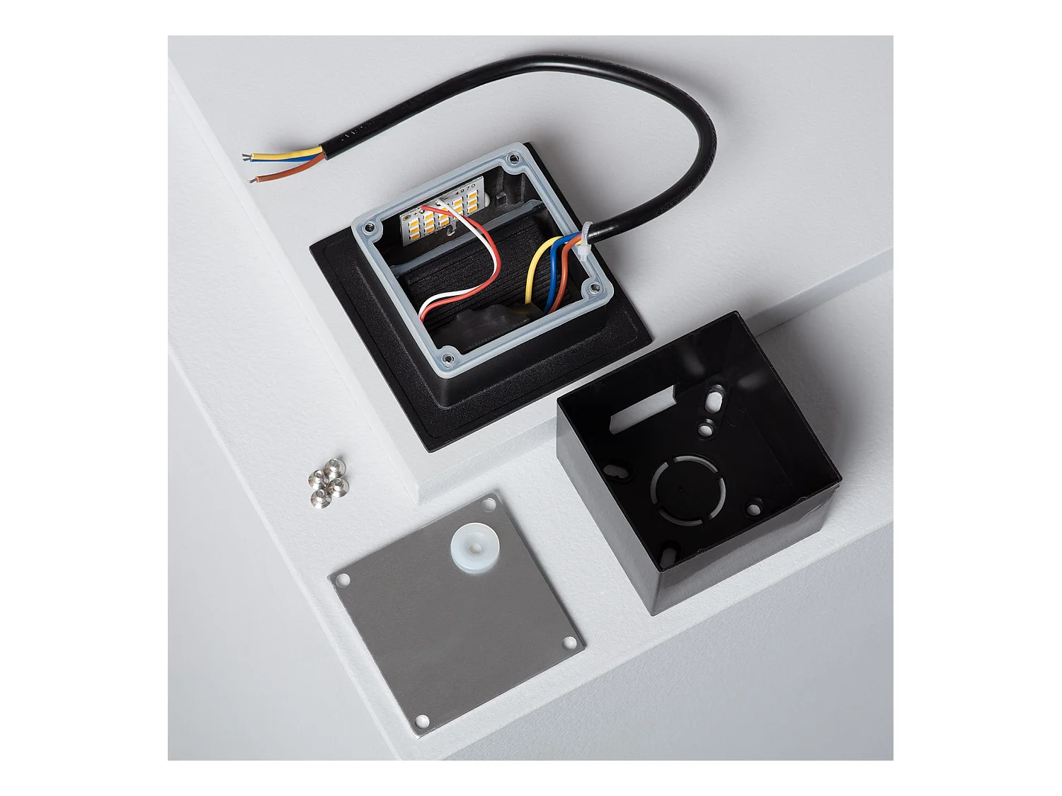 Balise LED Extérieure 3W Encastrable au Mur Carée Olite Noire 4000K Blanc neutre