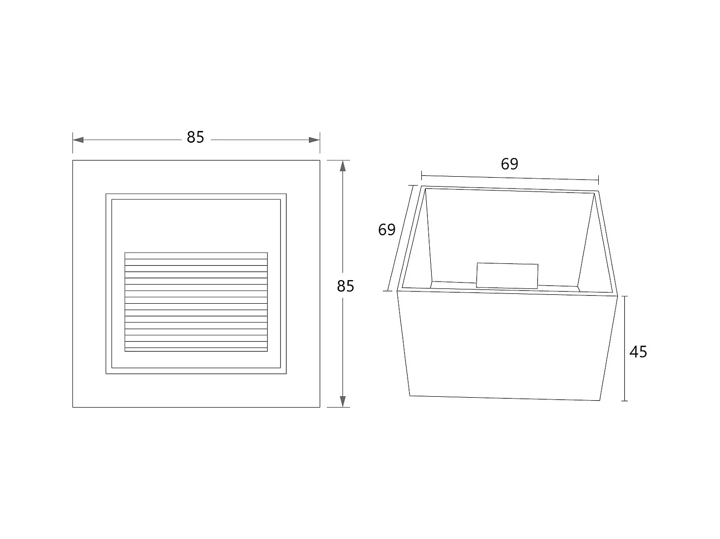 Balise LED Extérieure 3W Encastrable au Mur Carée Olite Noire 4000K Blanc neutre