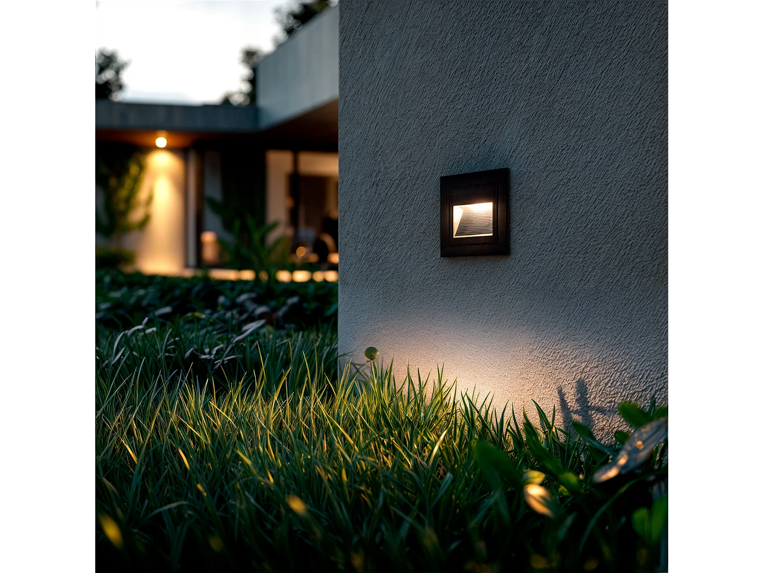 Balise LED Extérieure 3W Encastrable au Mur Carée Olite Noire 4000K Blanc neutre