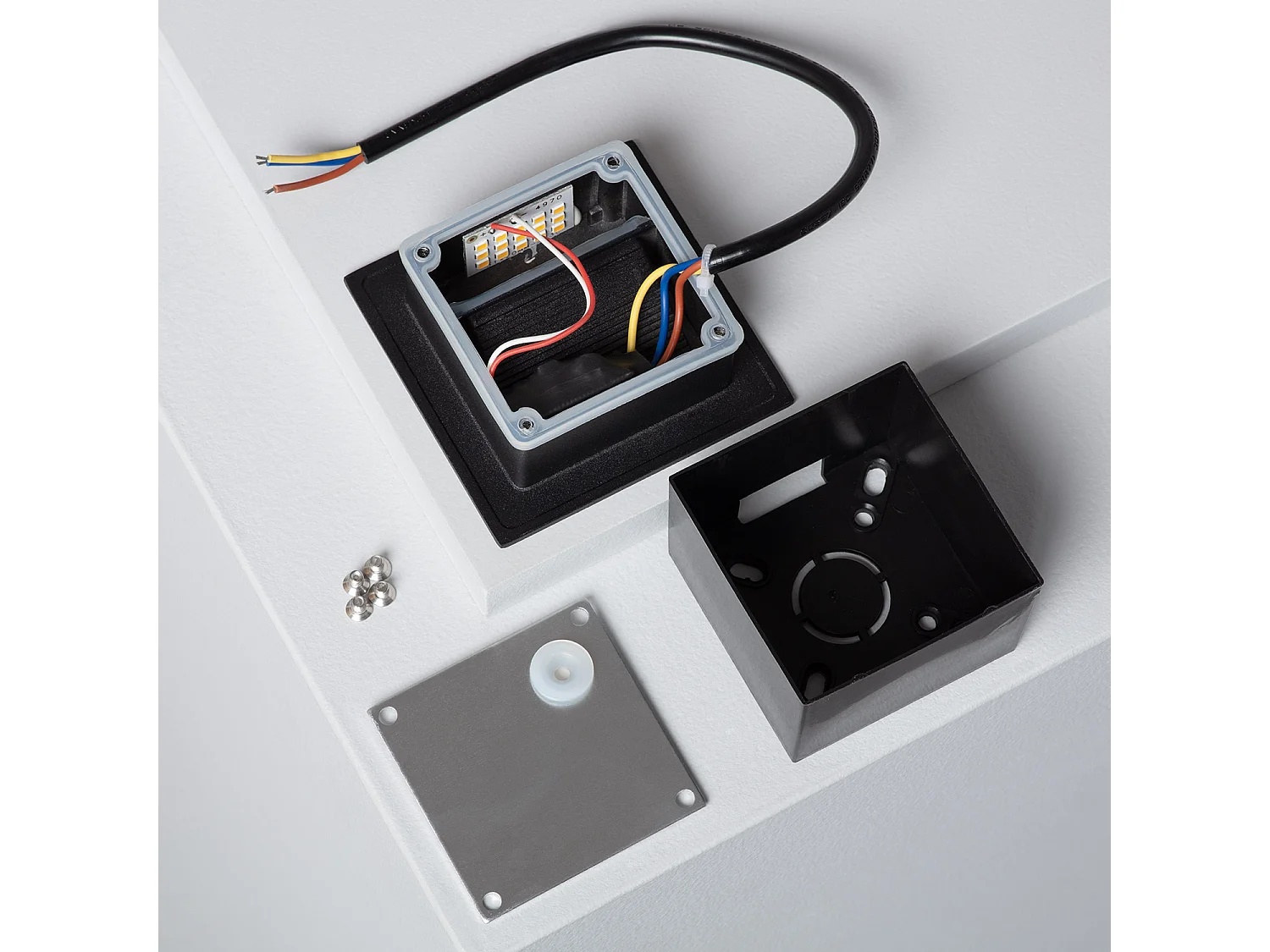 Balise LED Extérieure 3W Encastrable au Mur Carée Olite Noire 4000K Blanc neutre